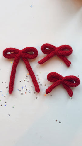 MBB | RED KNIT HAIR BOWS