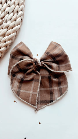 HH | BROWN PLAID SASSY HAIR BOW