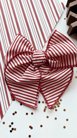 HJ | RED AND WHITE STRIPE SASSY BOW