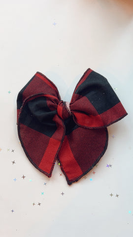 MBB | RED PLAID SASSY HAIR BOW