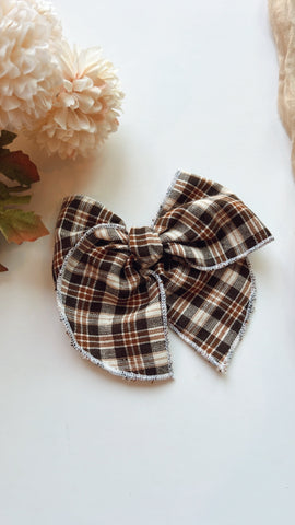 HRT | BROWN FLANNEL SASSY HAIR BOW