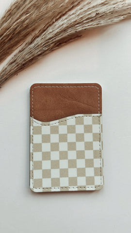 HOLDER | BEIGE CHECKERED CARD HOLDER