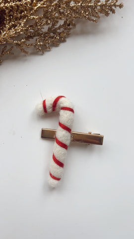 PNK | RED CANDY CANE FELTIE CLIP