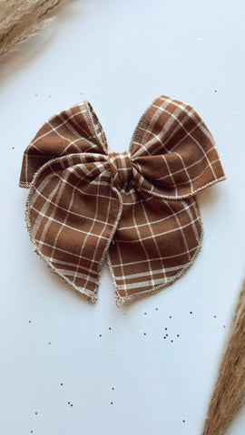 HRT | BROWN PLAID SASSY HAIR BOW