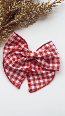 PNK | RED GINGHAM SASSY HAIR BOW