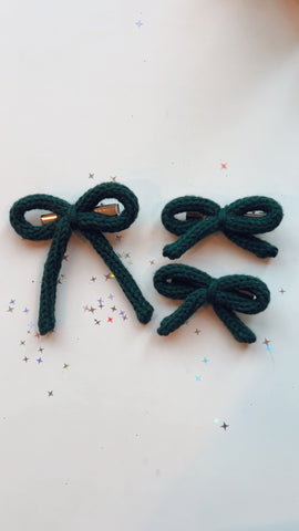 MBB | GREEN KNIT HAIR BOWS