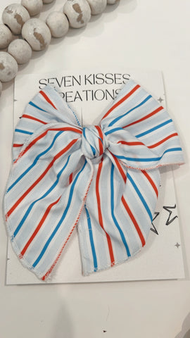 SEMI | RED, WHITE AND BLUE STRIPES SASSY HAIR BOW