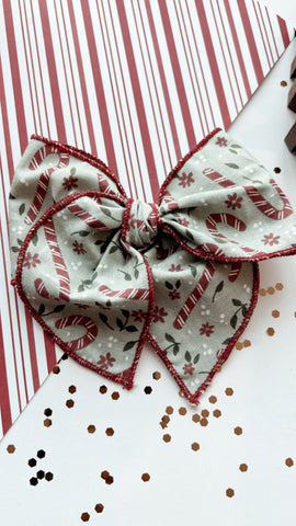 HJ | CANDY CANE WITH RED TRIM SASSY BOW