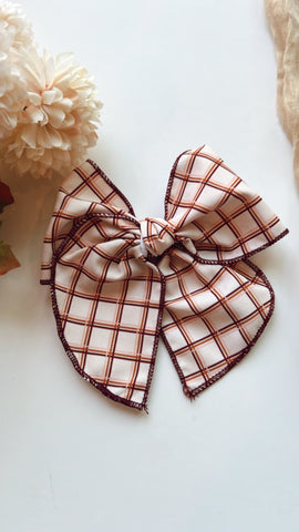 HRT | BROWN + CREAM PLAID SASSY HAIR BOW