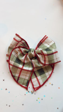 MBB | RED AND LIGHT GREEN SASSY HAIR BOW